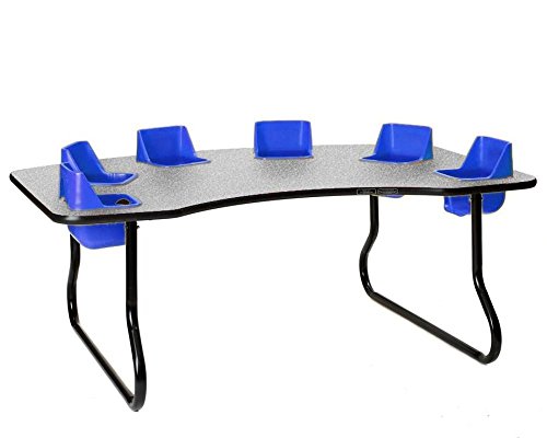 Toddler Tables Brand 6-Seat Toddler Table 27" Glace Top Blue Seats Black T-Mold
