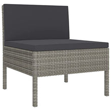 HEFZGDB 8 Piece Patio Lounge Set with Cushions Poly Rattan Gray Porch Furniture Patio Table and Chairs Set Outdoor Patio Set Suitable for Lawn, Garden, Poolside.