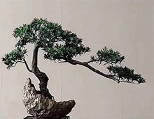 YXIANG56Q Fake Plants New Simulation Podocarpus Welcoming Pine Crescent Bonsai Porch Flower Stand Soft Decoration Handicraft Gift Bonsai Tree