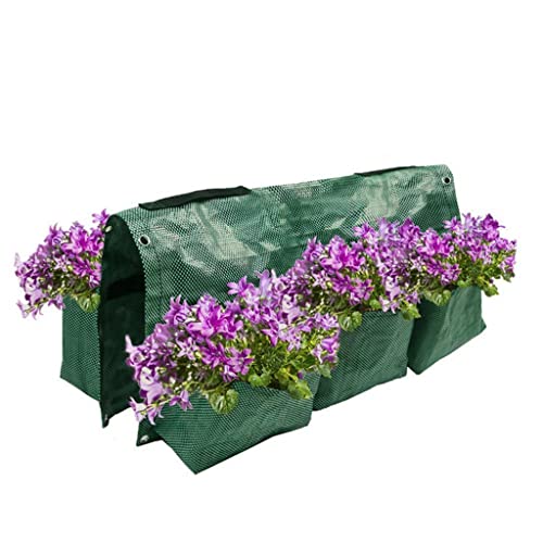 2 Pc 6 Pockets Planting Growing Bag Container Breathable Green Wall Hanging Planting Vertical Bag Garden (Color : Green Size : 68cm x 68cm) (Green 68cm x 68cm)
