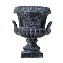 Merax 2-Piece 24.41" H Classical Grape Relief Urn Planter,MGO Pedestal Flower Pot with Elephant-Head Handles, Lightweight Weather-Resistant Decorative Vase for Garden, Patio & Entryway, Antique Black