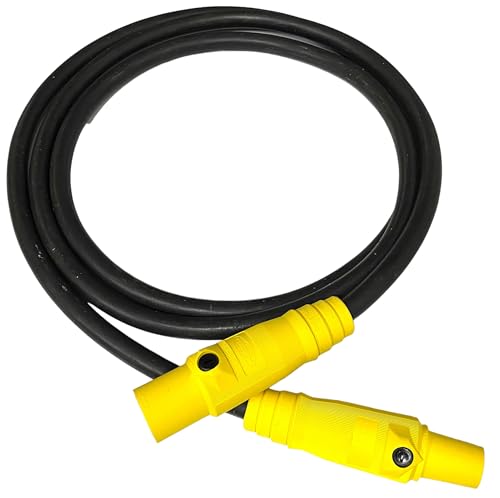 2/0 AWG Black Type W Generator Power Cable Rated for 300 Amps, Male/Female Series 16 Camlocks, Power Cord (Yellow, 25 FT)