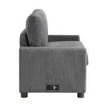 Serta® Darnold 53.5" Pull-Out Sleeper Loveseat, Twin Size, Dreamcoil® Comfort, Memory Foam Pull-Out Mattress, USB-C and USB-A Power Ports, Soft Corduroy Fabric, Grey