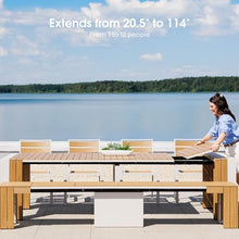 Transformer Table Extendable Outdoor Dining Set, Light Oak, Natural