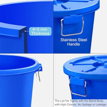 TRUNXUCL Rain Collection Barrel with Stand Water Storage with Casters Plastic Barrel with Lid Water Drum 12/17/24/32 Gallon(Blue,55x68cm/22x27in)