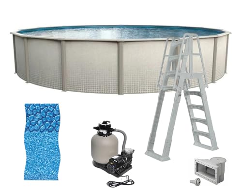 Crystal Bay Above Ground Pool Package - Featuring: Sand Filter, Pump, Filter, and A Frame Ladder (21')