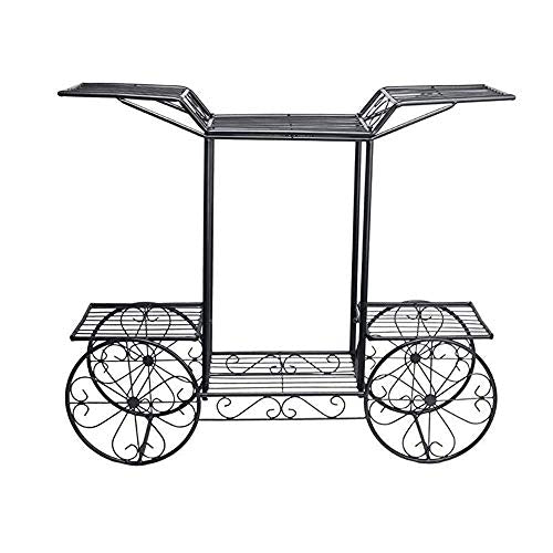 OJKJGYTF Plant Stands,Flower Stand,Metal Flower Car Frame Display Stand,Garden Tree Home Decoration Terrace Plant Standnishings/Black/One Size