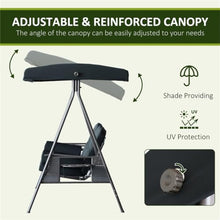 EPOFIT 3 Seat Outdoor Patio Swing, Outdoor Swing with Canopy, Porch Swing with Stand, Removable Cushion, Pillows and Cup Holder for Porch, Patio, Garden, Poolside, Black