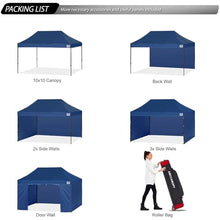 ABCCANOPY Heavy Duty Easy Pop up Canopy Tent with Sidewalls 10x15, Navy Blue