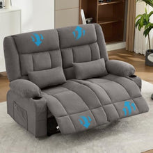 Massage Swivel Recliner Chair with Heat, Rocking, USB Port (loveseat Grey)
