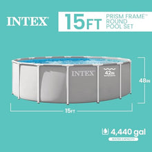 INTEX Prism Frame 15ft x 48in Round Above Ground Swimming Pool Set w/Pump