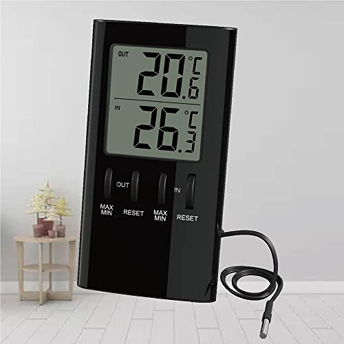 Digital Indoor Outdoor Street Thermometer in/Out Room Temperature Meter Instrument LCD Display for Home Office (D)