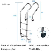 ZCBYBT 304 Stainless Steel Non-Slip Swimming Pool Ladder, Load-Bearing 200Kg, Suitable for Indoor/Outdoor Swimming Pool Water Park,Pink,3 Step