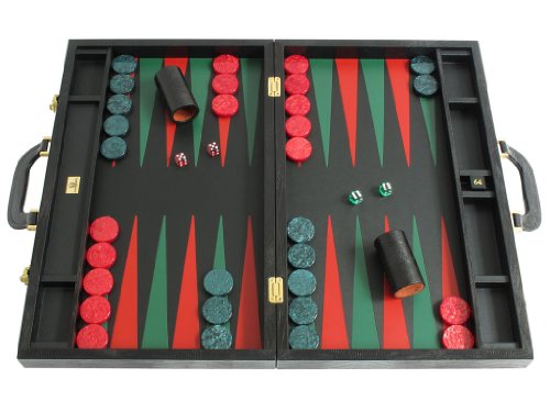 Zaza & Sacci Leather Backgammon Board Set Large Black Lizard II