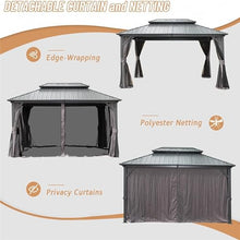 LOPOO Hardtop Gazebo with Aluminum Frame and Steel Double Roof Canopy - Grey
