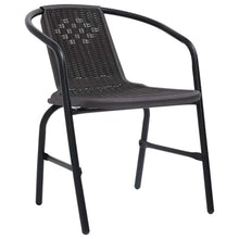 LKJephalotrope 7 Piece Patio Dining Set, 6 Person Outdoor Table and Chairs with Tempered Glass Top, Black Powder-Coated Steel Frame and Poly Rattan Garden Furniture Set