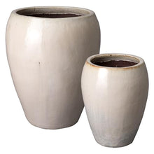 Emissary Distressed White Stoneware Round Planters 25in. L x 30in. H (Set of 2)