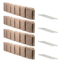 Beuta Landscape Edging | Garden Edging Border | Polyrock Block XL for Lawn Edging, Flower Beds & Yard Edging – 4 Pack | Each Section Has 6 Blocks 48" L x 4" W x 9.5" H | 12 Spikes | Sandstone