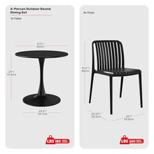 Costaelm Sunshine 5-Piece Outdoor Metal Dining Table Set and Stackable Resin Patio Chairs, Black