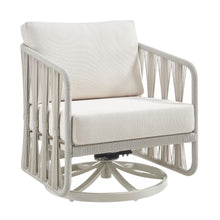 Breeze Cream Metal Outdoor Swivel Lounge chair with Pearl Cushions