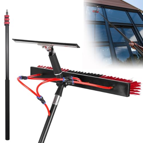 DHXIAMZ Telescopic Solar Panel Cleaning Brush Kit312M Adjustable Pole 55CM Water Hose Fed Brush for Windows Roofs Pools RVsOutdoor Cleaning Tool