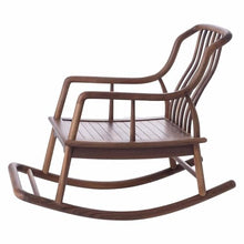 ERoomQ Rocking Chair Walnut Wood Rocker Outdoot & Indoor, High Back Padded Seat Rocking Armchair with Backrest and Cushion for Garden, Patio, Backyard, Bedroom