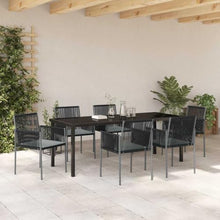 LPERTGFHU 7 Piece Garden Dining Set, Outdoor Patio Furniture with 6 Chairs and Large Table, PE Rattan and Powder-Coated Steel Frame for Backyard Lawn