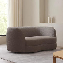 Benzara Srey Loveseat, 64 Inch, Charcoal Gray Boucle, Curved Kidney Shape