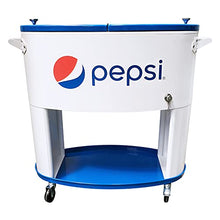 Permasteel 80-Qt Pepsi Outdoor Patio Cooler with Wheels, Large Rolling Beverage Cooler Cart for Backyard, Deck, and Outdoor Use, Portable Hard Cooler with Handles, Pepsi White