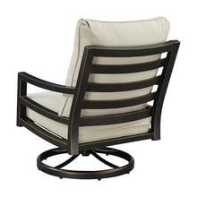 Oakland Living Pair of Black Aluminum Patio Deep Seating Swivel Rocker Club Chairs with Light Grey Cushions