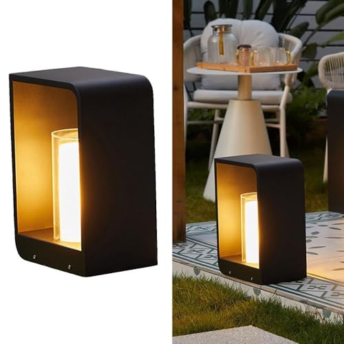KISAD Waterproof Pillar Lamp Modern Landscape Path Light Garden Lawn Lamp Pathway Light LED Bollard Lighting Fixture Outdoor Waterproof Floor Lamp for Patio Yard Walkway(30cm/11.8in)