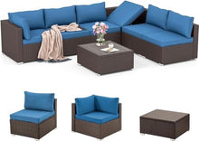 UOPYNE 7 Piece Outdoor Patio Furniture Set | Adjustable All-Weather Wicker Conversation | Coffee Table Included | Ideal for Porch Garden Backyard Use