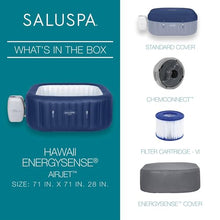 Bestway SaluSpa Hawaii AirJet 4-6 Person Inflatable Hot Tub with EnergySense Cover Blue