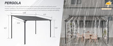 HarmoFurn Outdoor Pergola, 12x8FT, Galvanized Steel Roof with Powder-Coated Frame, Wall-Mounted Patio Shade Structure, Black
