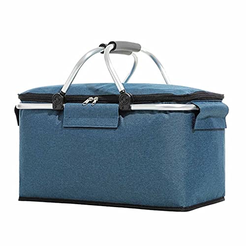 FMOPQ Folding Picnic Pouch Basket Camping Cooler Bag Insulated Bag Outdoor BBQ Travel Camping Fishing Storage Box Organizer Container (Color : B) (A)