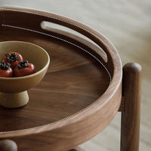 DINBOZ26X Living Room Table Wheeled Wooden Sofa Side Table Movable Small Round Retro Minimalist Trolley Storage Shelf Outdoor Side Table(Large)