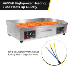 XQZMZSCP Commercial Electric Griddle Hot Cooking Plate, Commercial Stainless Steel Adjustable Countertop Hot Plate BBQ Grill, 220-240V 4400W Efficient (820)