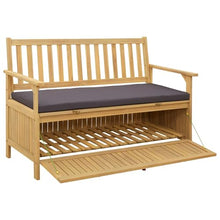 LPERTGFHU 2-Seater Garden Storage Bench, Acacia Wood Outdoor Patio Seat with Under-Seat Hidden Compartment, 47.24 x 24.80 x 33.07 in Rectangular Furniture