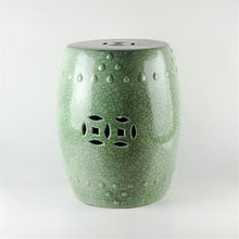 LINKIO Garden Stool Ceramic Garden Stool - Decorative Green Drum Cooler for Outdoor Use - Stylish Porcelain Embroidery Pier Stool Ottomans