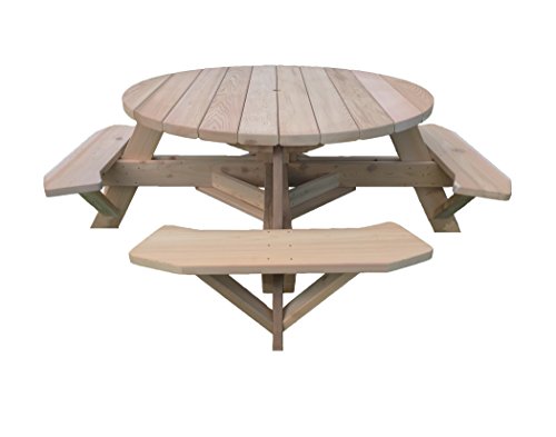 Dan's Outdoor Furniture Mfg. Co. LLC Western Red Cedar 56" Round Top Picnic Table w/Easy Seating