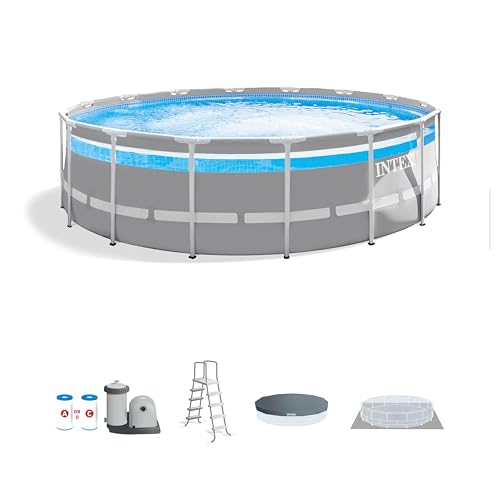 Intex Clearview Prism Frame Above Ground Swimming Pool Gray