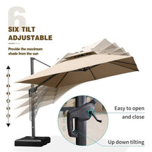 OROTLECT 10' x 13' Rectangular Double Top Cantilever TiltIng Umbrella With Base And 360° Rotation,Taupe