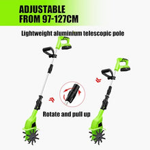 Electric Garden Tiller,Cultivators Electric Cordless, Lightweight,Garden Cordless Tillers Electric Cultivator with Lithium Battery and Fast Charger for Garden
