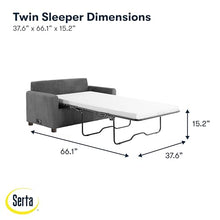 Serta® Darnold 53.5" Pull-Out Sleeper Loveseat, Twin Size, Dreamcoil® Comfort, Memory Foam Pull-Out Mattress, USB-C and USB-A Power Ports, Soft Corduroy Fabric, Grey