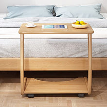 NRFJFOP Rubber Solid Wood Sofa Side Table Removable C-Shaped Bedside Living Room with Wheels Small Coffee