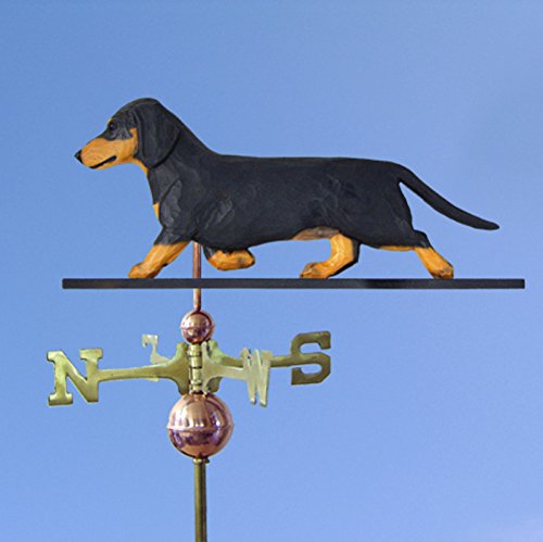 Dachshund Hand Carved & Painted Weathervane Black & Tan 22 Inch