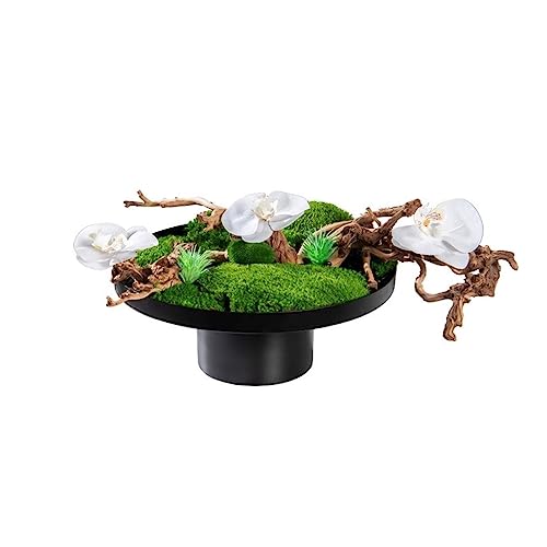 FRANCES Fake Plants Simulation Moss Green Plant Chinese Bonsai Flower Tea Table Tea Room Decoration Moss Green Plant Bonsai Flower Art Simulation Bonsai Tree