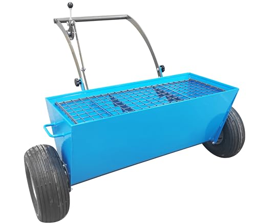 INTSUPERMAI Hand-Push Abrasive Aggregate Spreader Machine, Large Capacity Steel Hopper, Wear-Resistant Wide Tires for Even Distribution, Ideal for Floor Construction