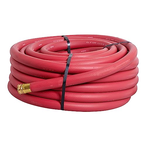 Underhill UltraMax Commercial Garden Water Hose 75 ft, Rubber, Flexible, Anti-Kink, 200 psi WP, 800 psi BP, H75-075R, ¾ Inch x 75 ft GHT, Red