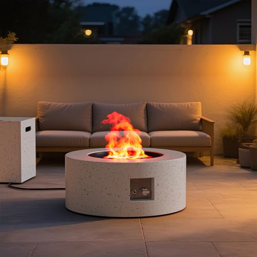 Dineli 30" Round Propane Fire Pit Table Firepit Table for Outside Patio